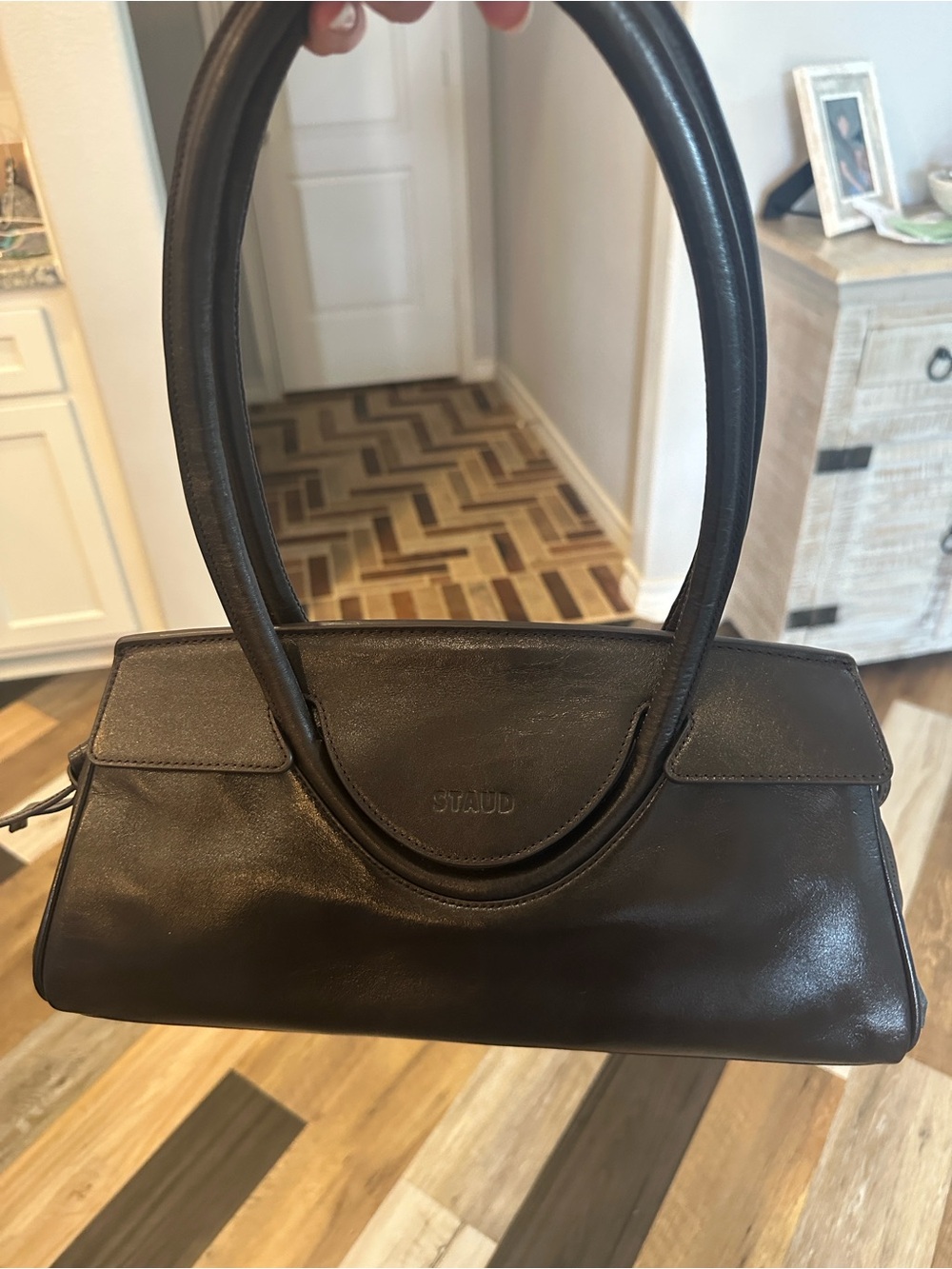 STAUD Medium Maude Brown Leather Shoulder Bag